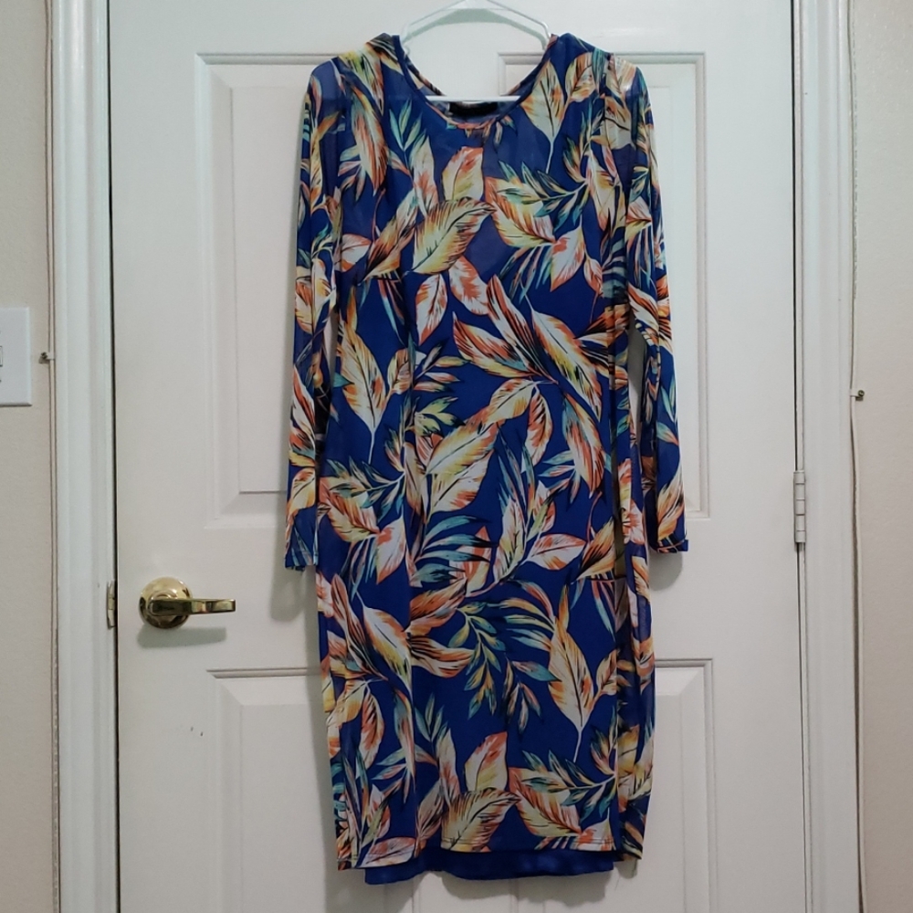 FTF tropical blue midi dress
